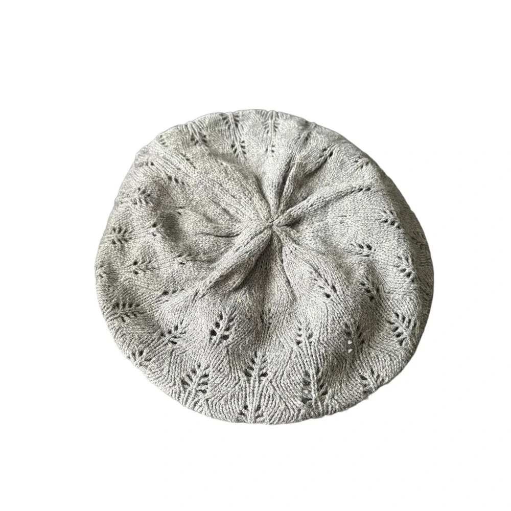 ALDO Gray Knit Slouchy Beanie Beret Women's Acrylic Winter Hat Soft Cozy‎